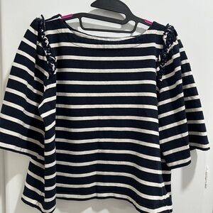 Banana Republic Dark Blue and White Striped Shirt size L